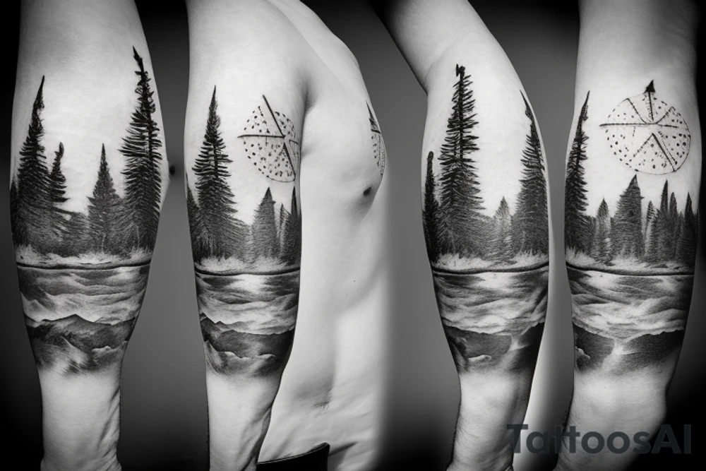 Mountains, Compass, Adventure, Van, Trees, Motorcycle, birds tattoo idea Mountains, Compass, Adventure, Van, Trees, Motorcycle, birds tattoo idea