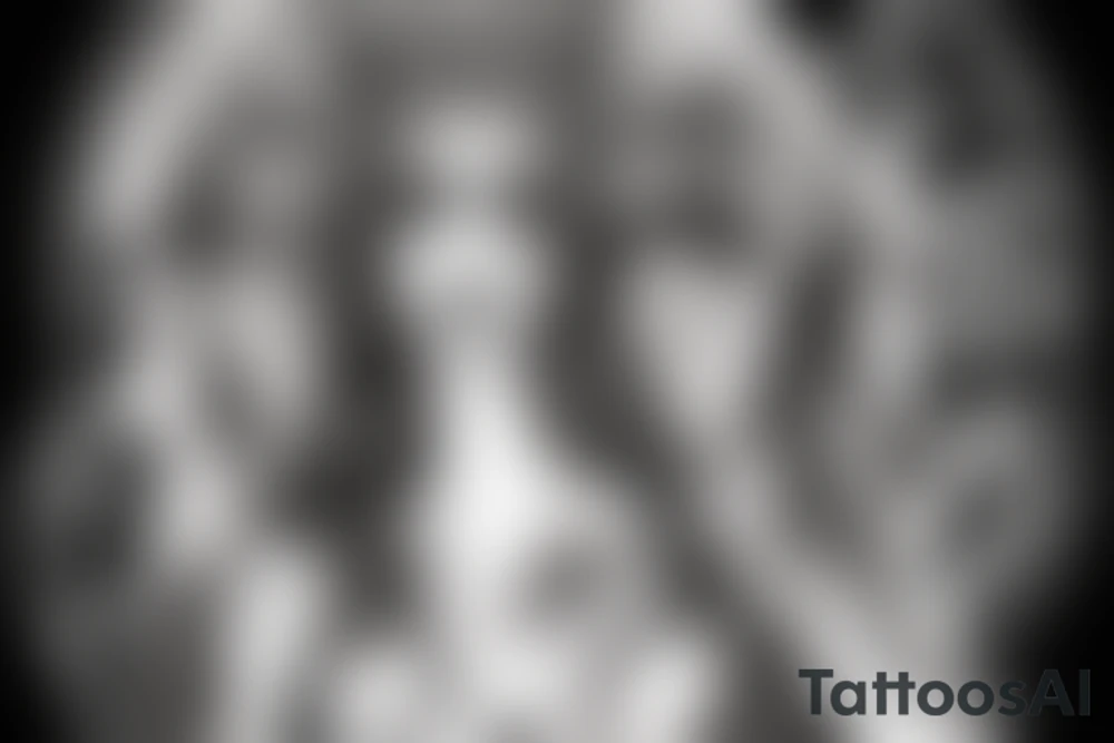 Greek goddes Hecate, with horror theme saw. tattoo idea