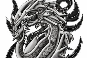 Hecate greek mythologie
white eyes 
puzzle piece
dragon tattoo idea