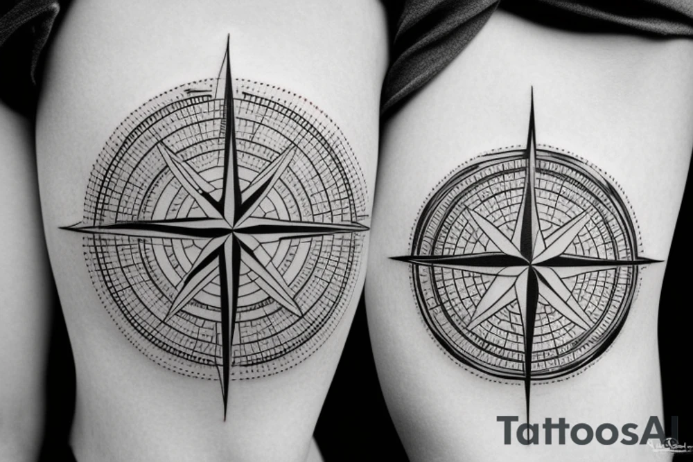 Compass, mountains, heartbeat tattoo idea