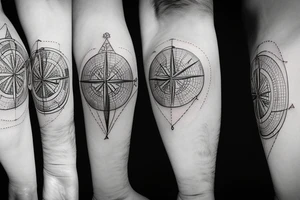 Compass, mountains, heartbeat tattoo idea