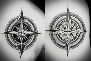Compass, mountains, heartbeat tattoo idea