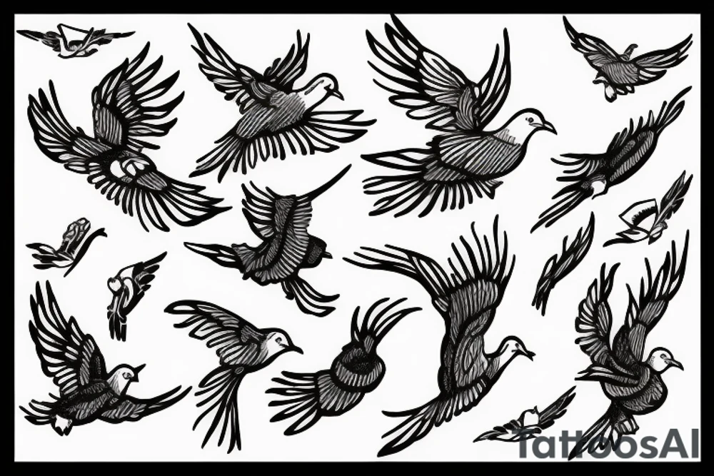 a flock of Doves flying tattoo idea