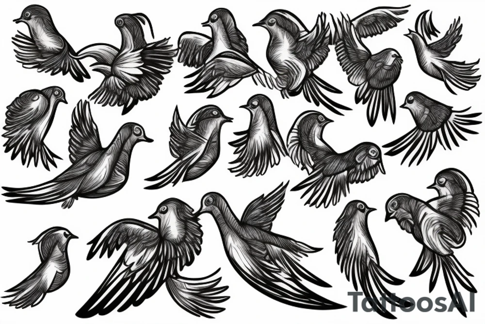 a flock of Doves flying tattoo idea