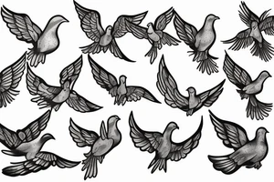 a flock of Doves flying tattoo idea