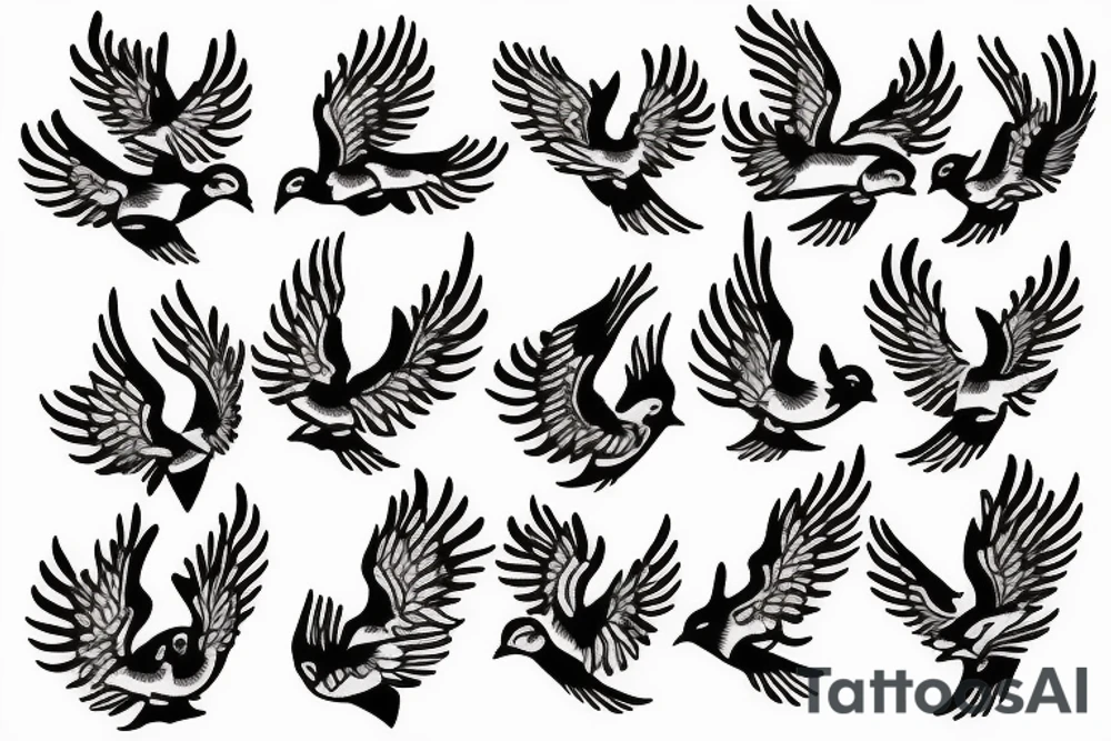 a flock of Doves flying tattoo idea