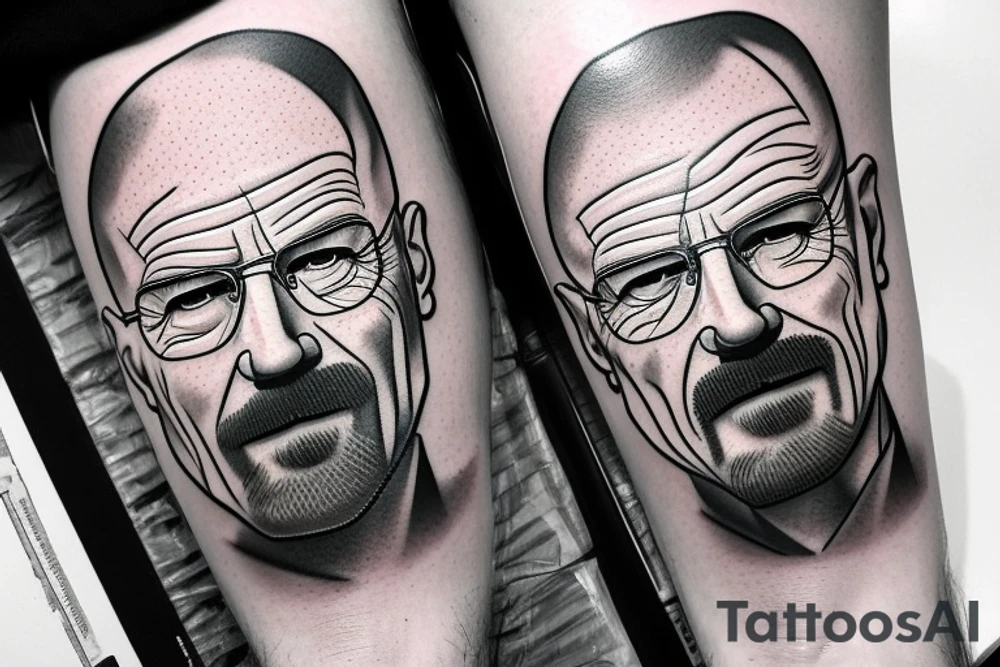 handsome realistic face of walter white tattoo idea