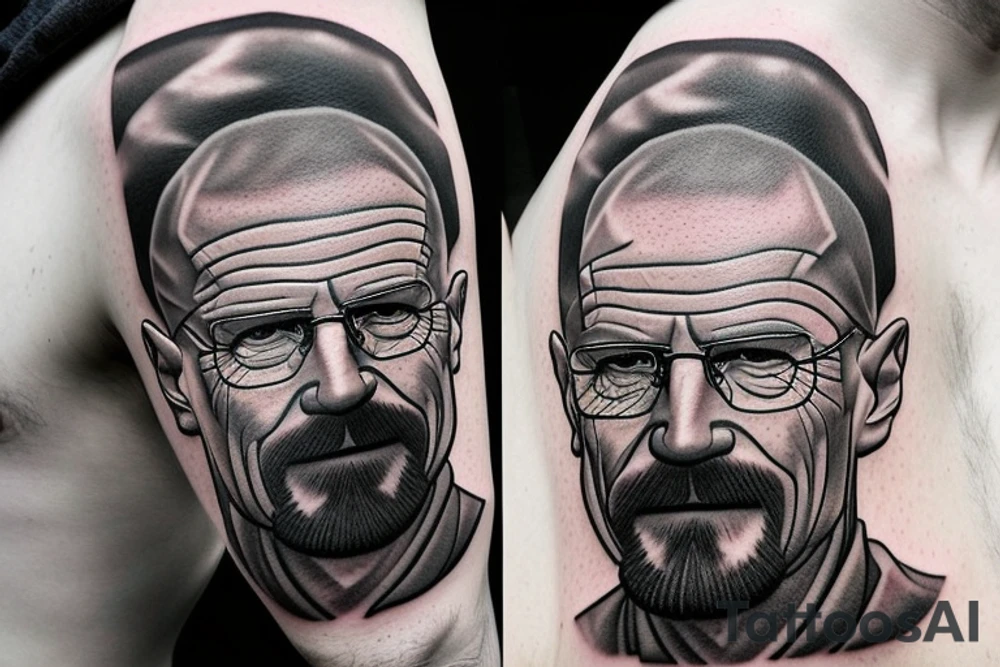 handsome realistic face of walter white tattoo idea