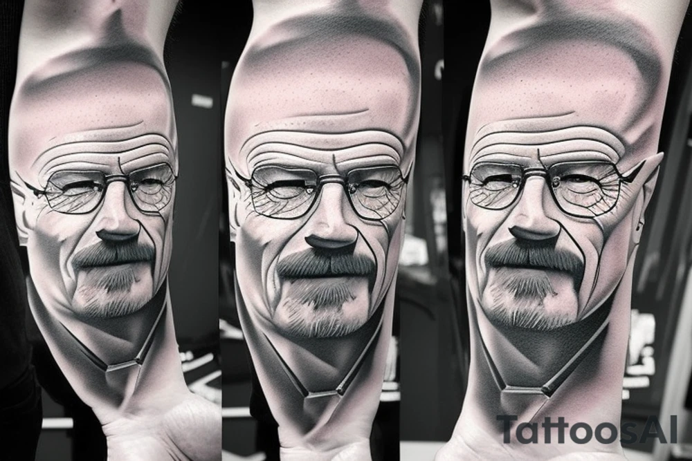 handsome realistic face of walter white tattoo idea