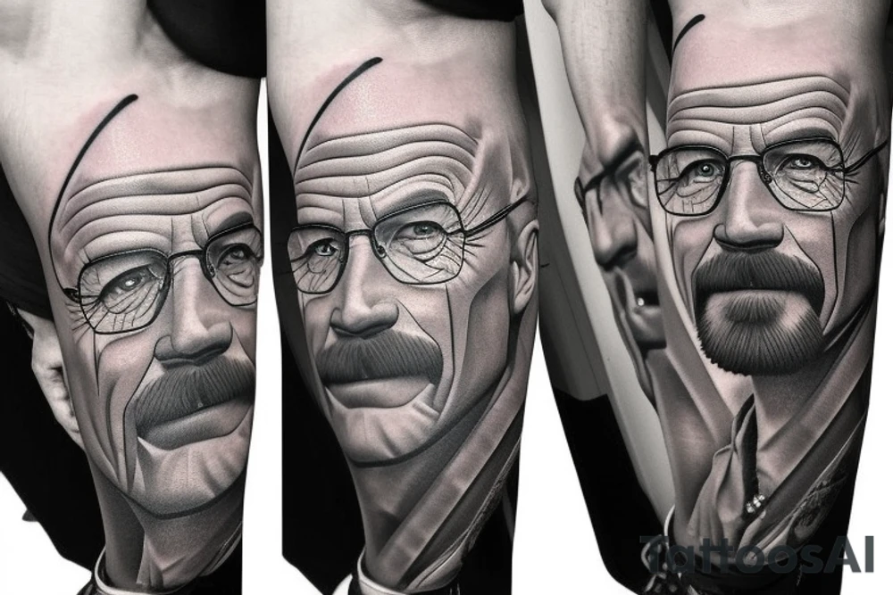 handsome realistic face of walter white tattoo idea