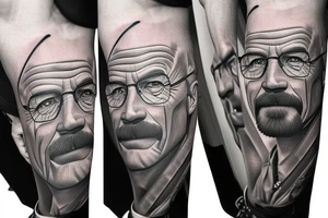 handsome realistic face of walter white tattoo idea