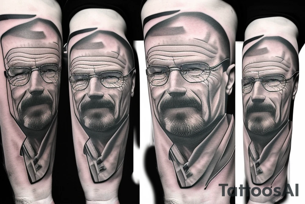 handsome realistic face of walter white tattoo idea