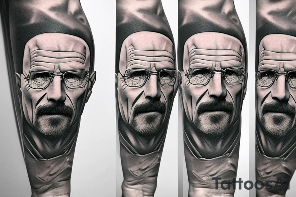handsome realistic face of walter white tattoo idea