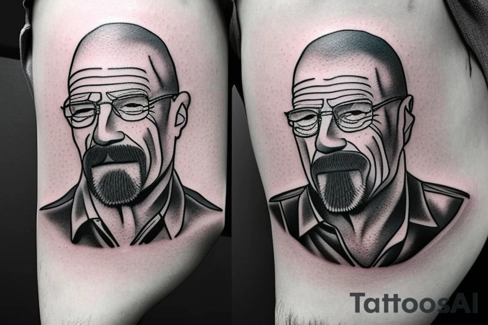 handsome realistic face of walter white tattoo idea