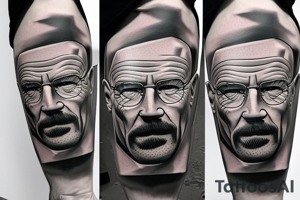 handsome realistic face of walter white tattoo idea