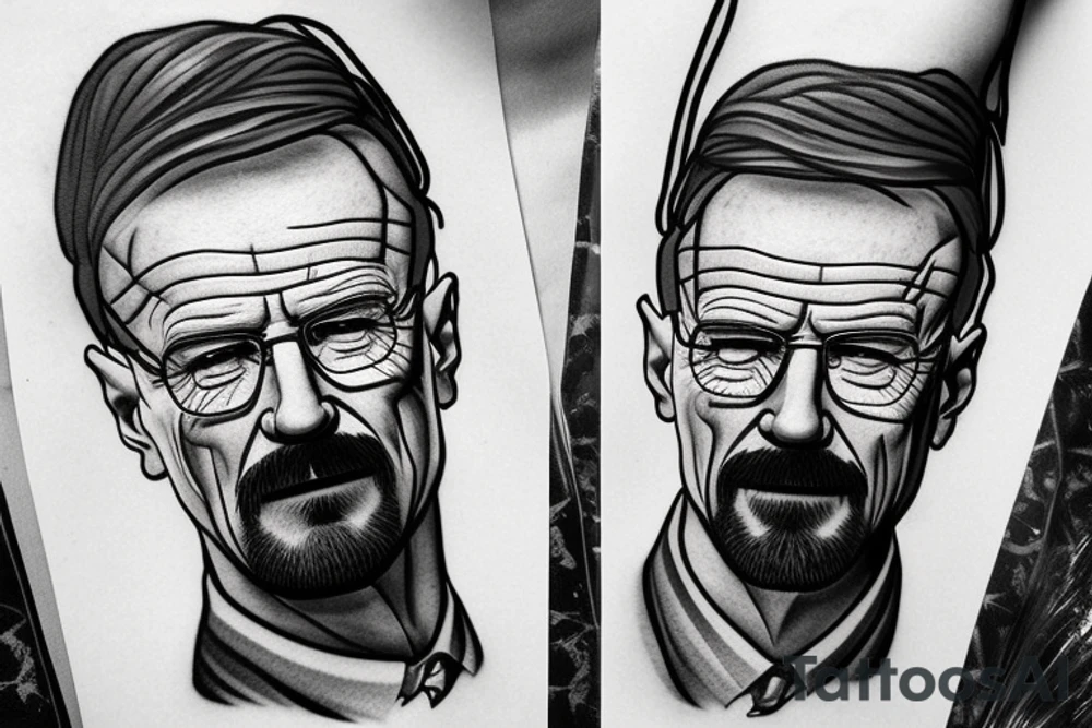 handsome realistic face of walter white tattoo idea