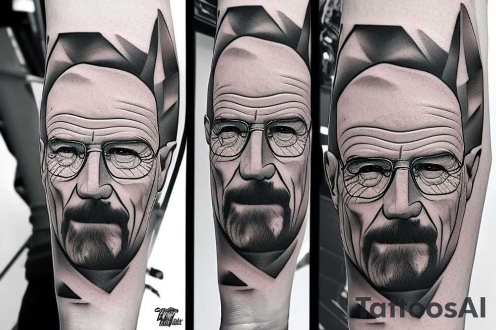 handsome realistic face of walter white tattoo idea