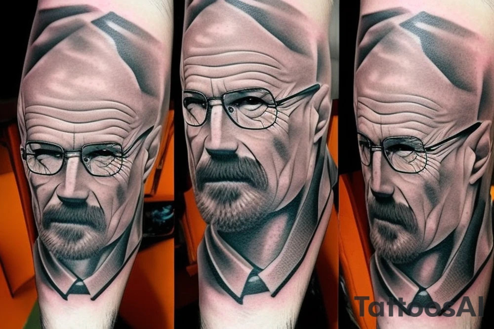 handsome realistic face of walter white tattoo idea