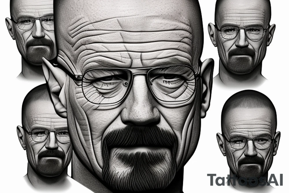 handsome realistic face of walter white tattoo idea