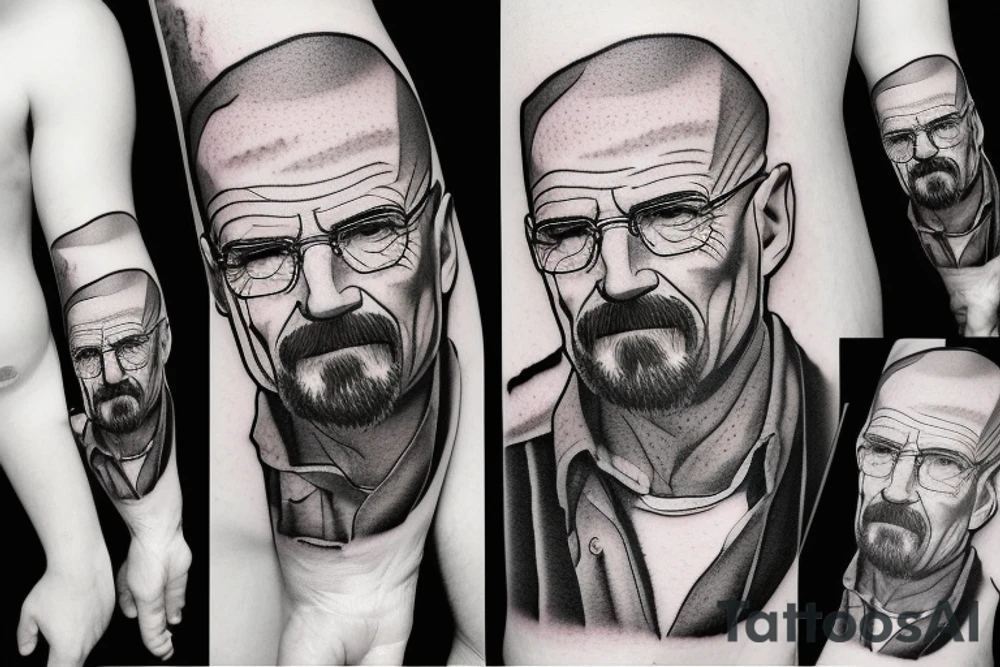 handsome realistic face of walter white tattoo idea