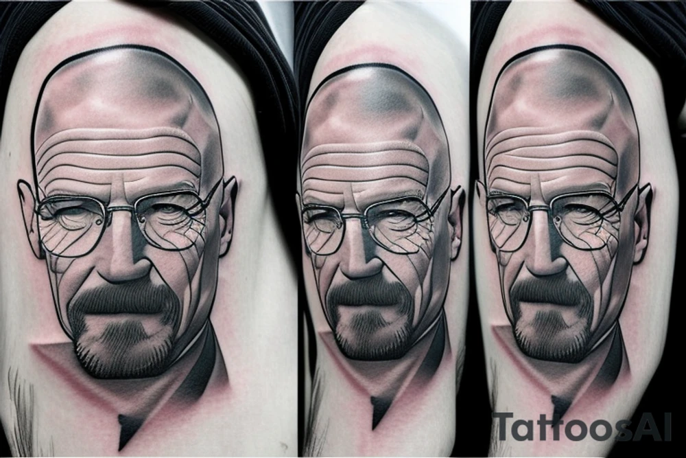 handsome realistic face of walter white tattoo idea