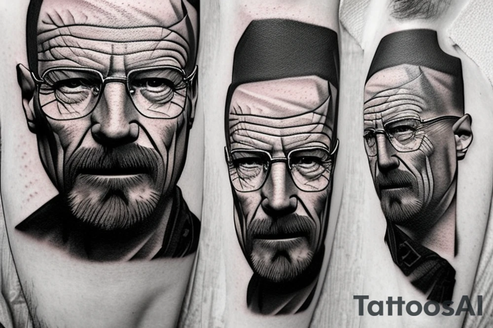 handsome realistic face of walter white tattoo idea