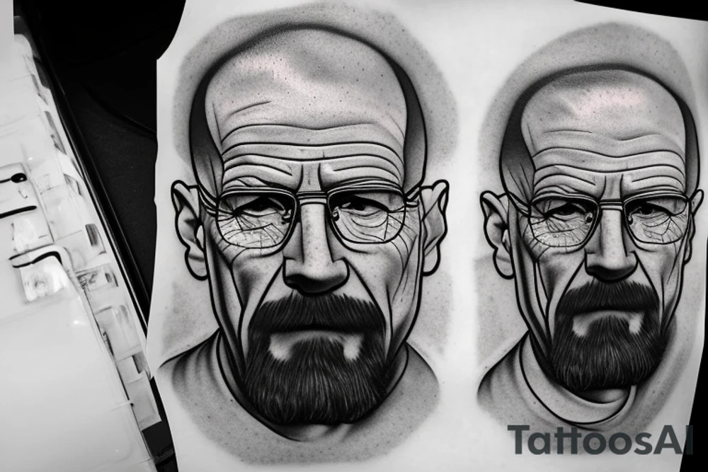 handsome realistic face of walter white tattoo idea
