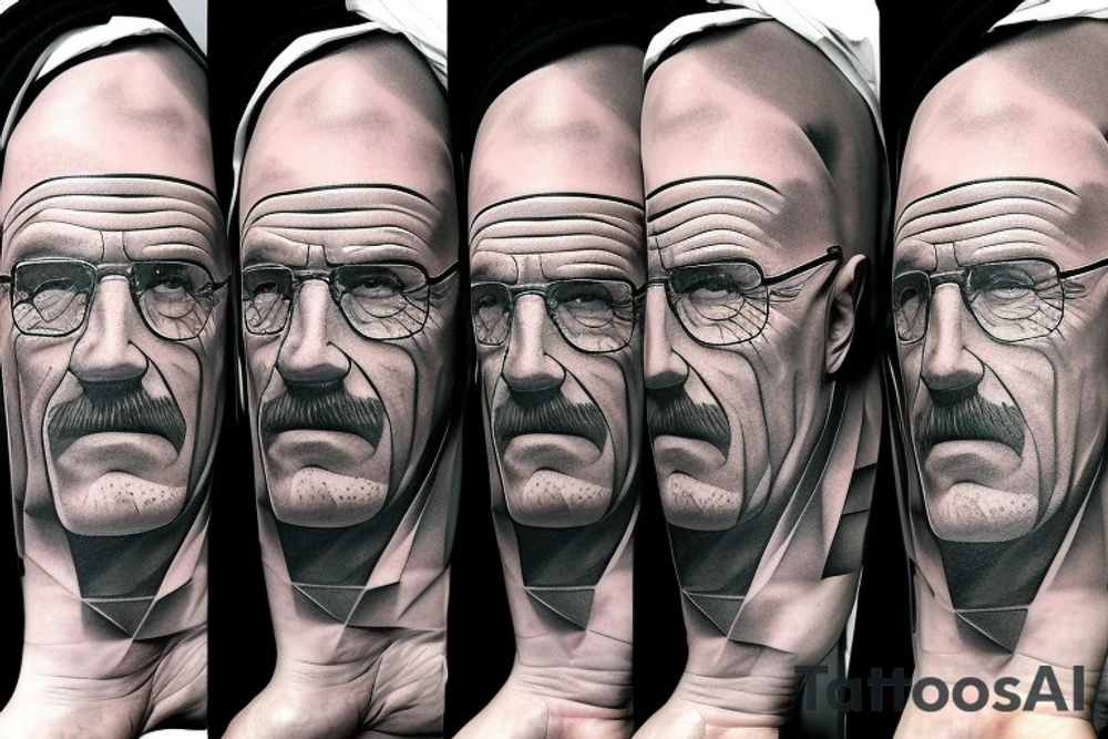 handsome realistic face of walter white tattoo idea