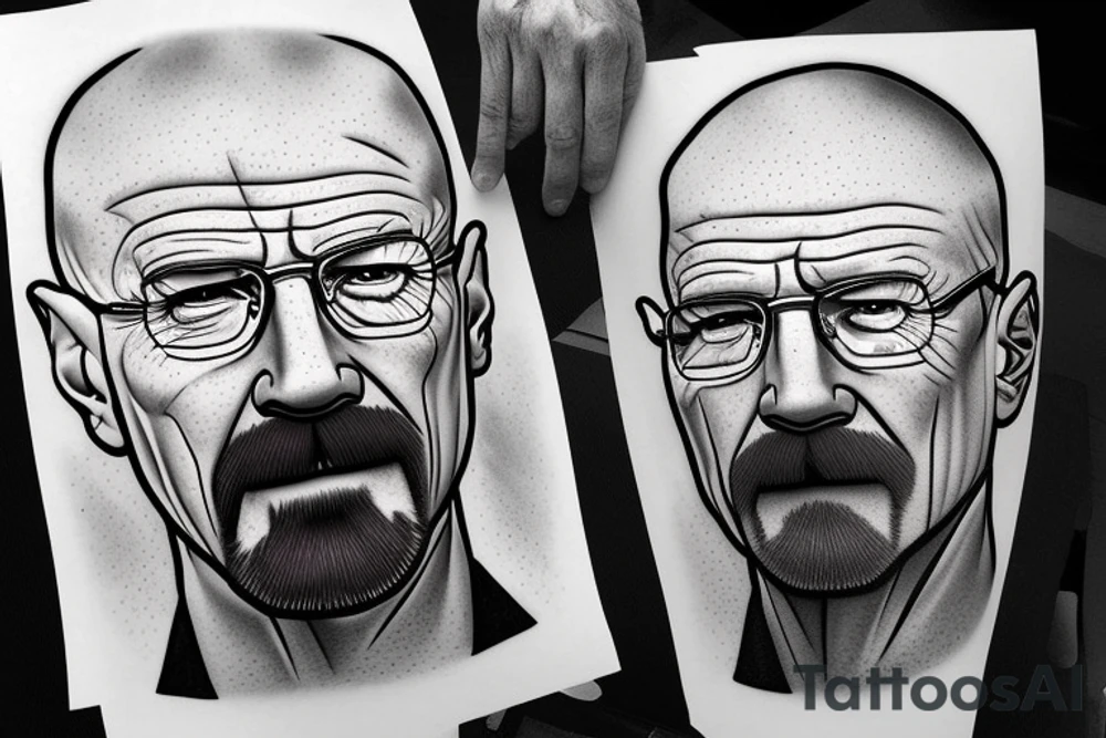 handsome realistic face of walter white tattoo idea