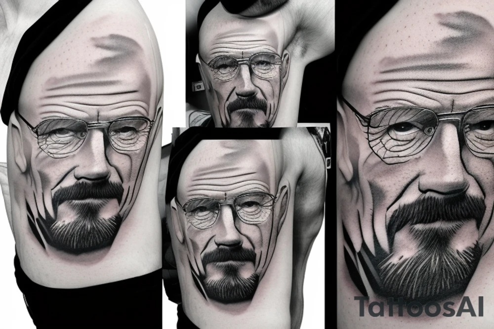 handsome realistic face of walter white tattoo idea