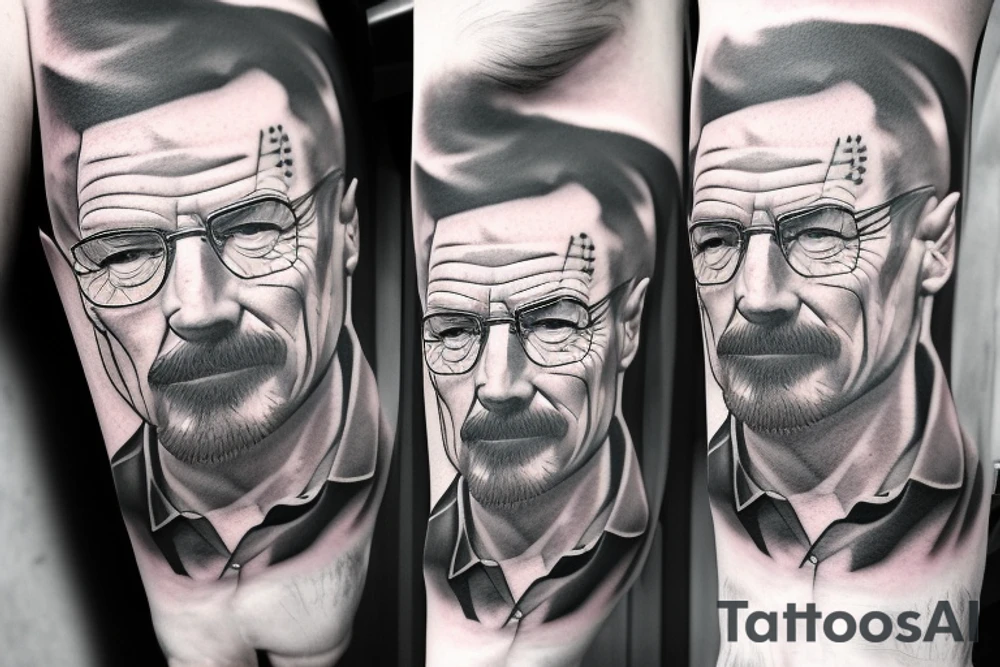 handsome realistic face of walter white tattoo idea