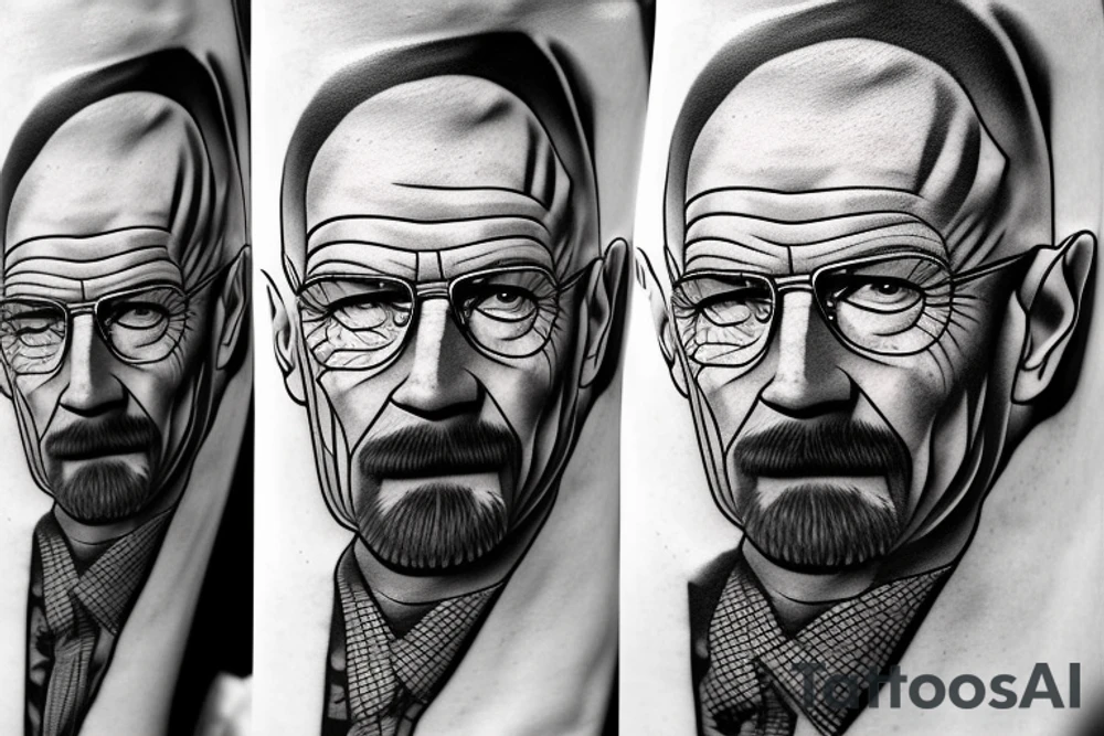 handsome realistic face of walter white tattoo idea