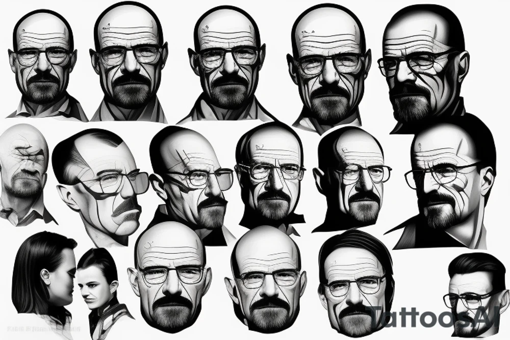 handsome realistic face of walter white tattoo idea