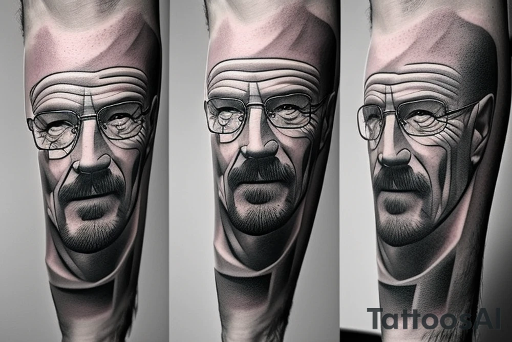 handsome realistic face of walter white tattoo idea