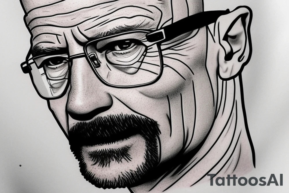 handsome realistic face of walter white tattoo idea