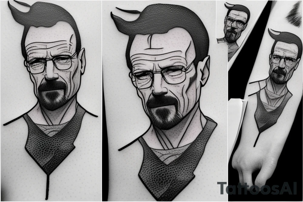 handsome realistic face of walter white tattoo idea