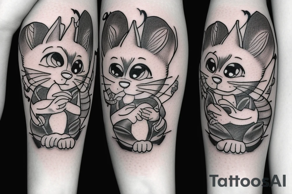 beautiful realistic tom and jerry tattoo idea