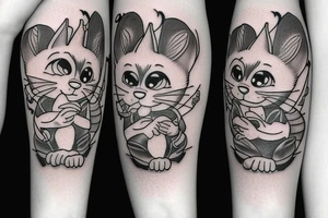 beautiful realistic tom and jerry tattoo idea