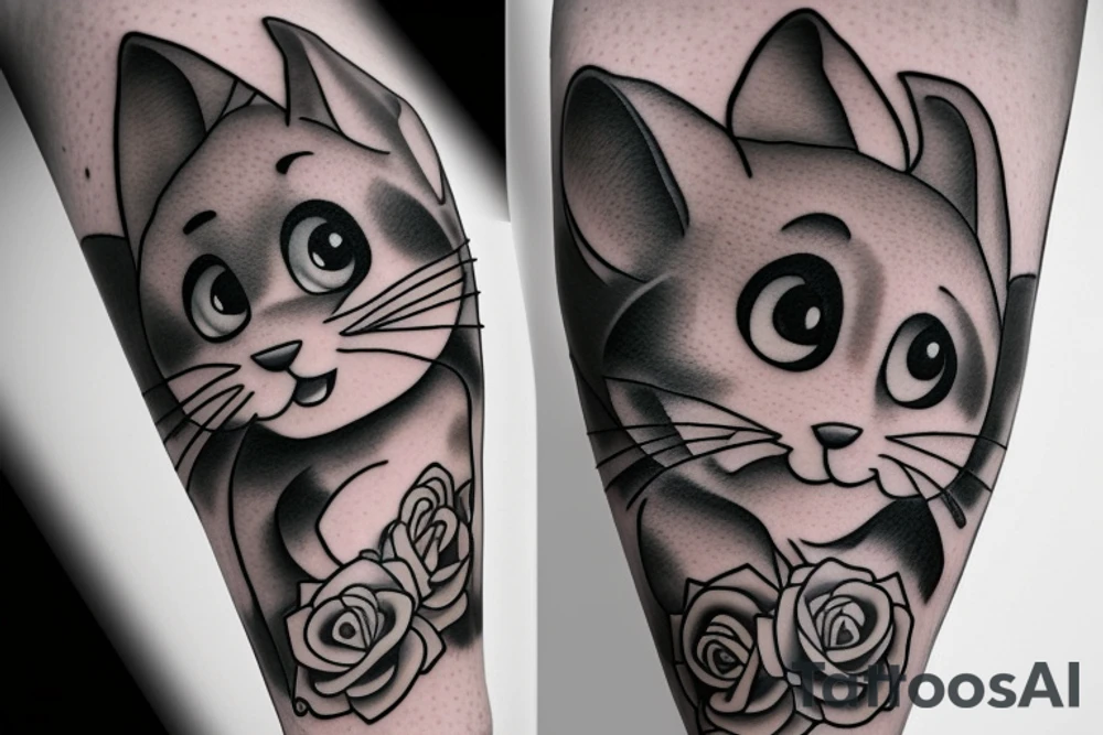 beautiful realistic tom and jerry tattoo idea