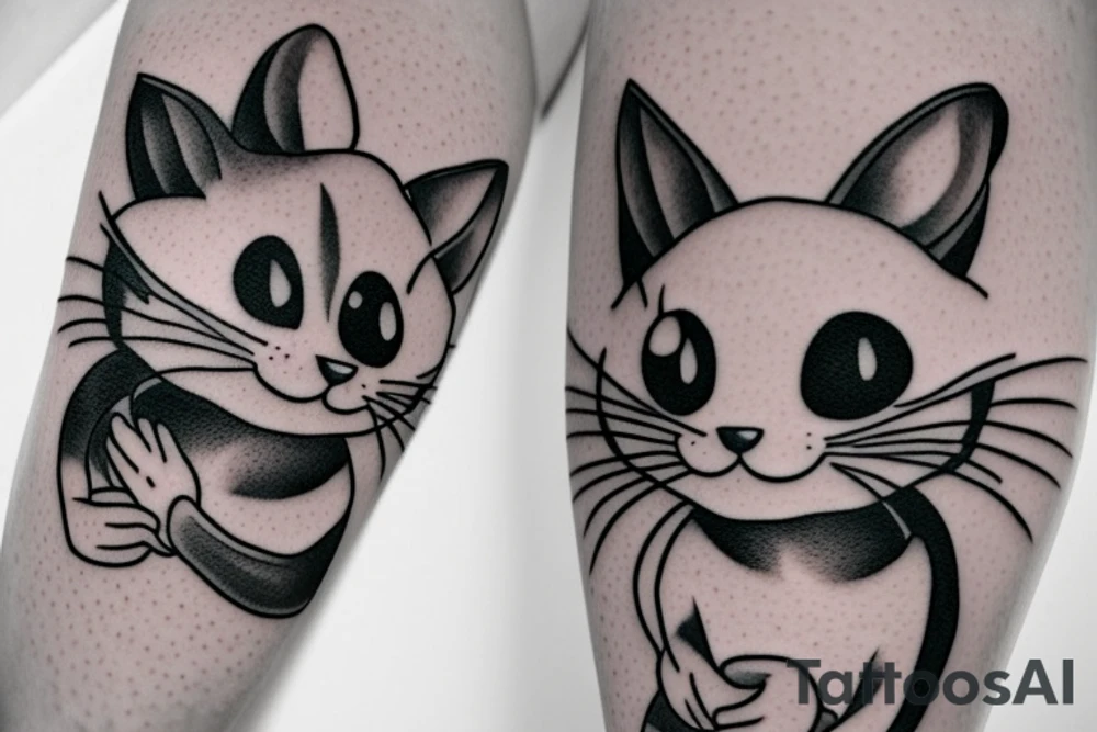 beautiful realistic tom and jerry tattoo idea