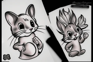 beautiful realistic tom and jerry tattoo idea