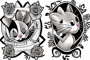 beautiful realistic tom and jerry tattoo idea