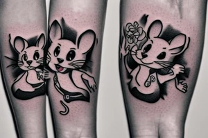 beautiful realistic tom and jerry tattoo idea