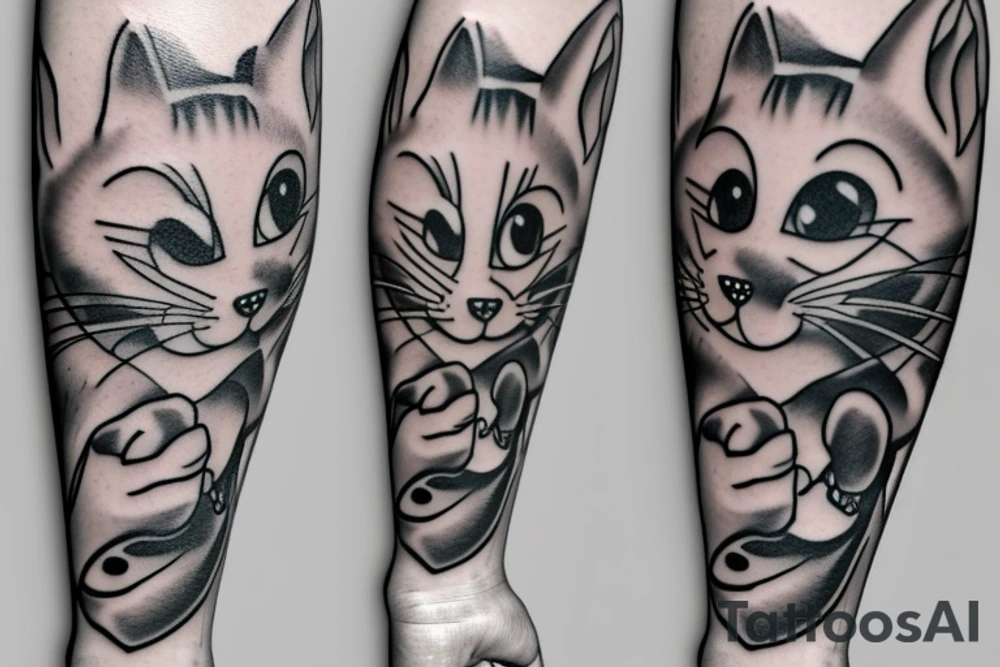 beautiful realistic tom and jerry tattoo idea