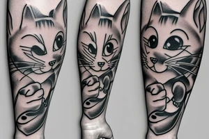 beautiful realistic tom and jerry tattoo idea
