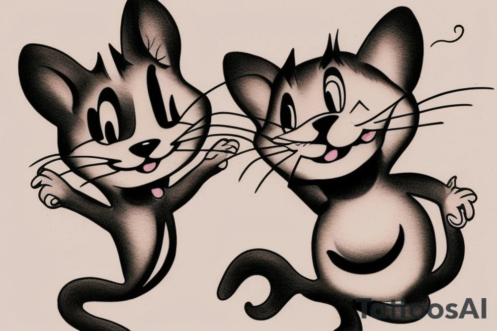 beautiful realistic tom and jerry tattoo idea