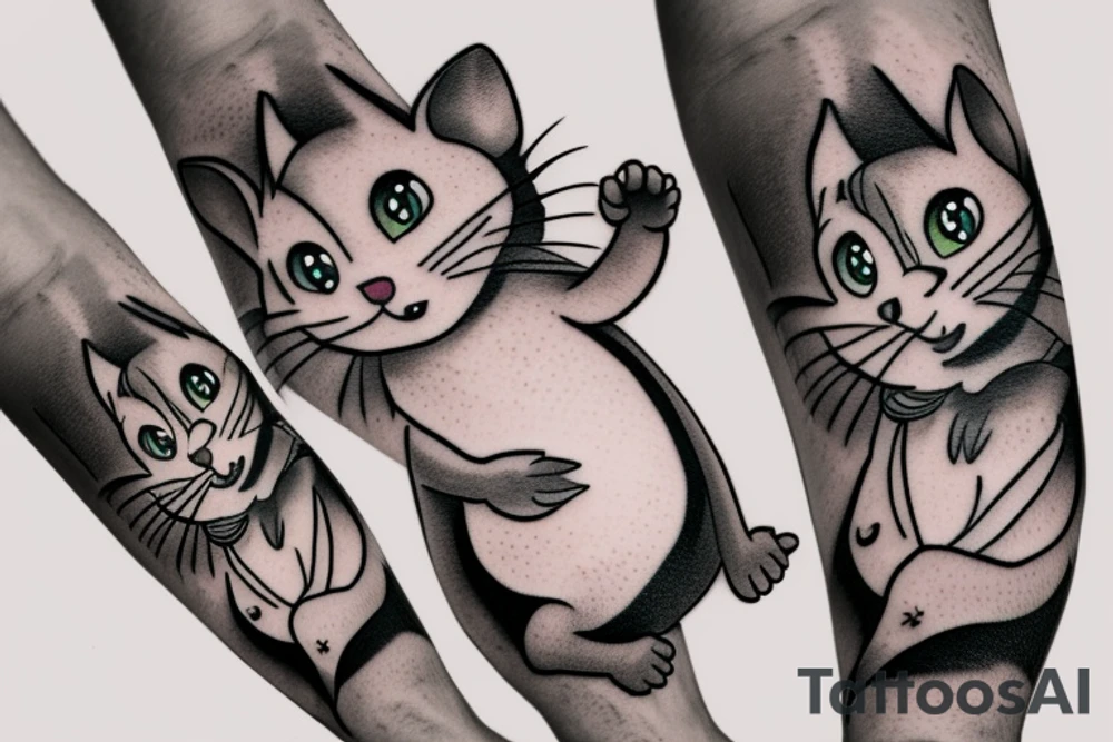 beautiful realistic tom and jerry tattoo idea