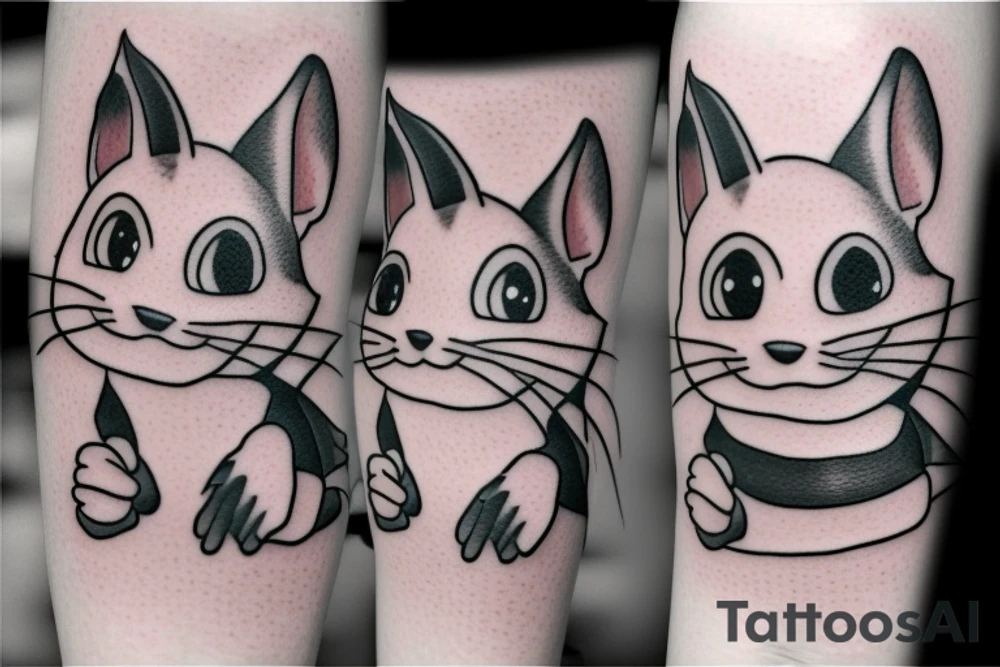 beautiful realistic tom and jerry tattoo idea