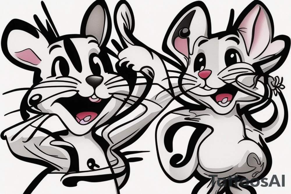 beautiful realistic tom and jerry tattoo idea