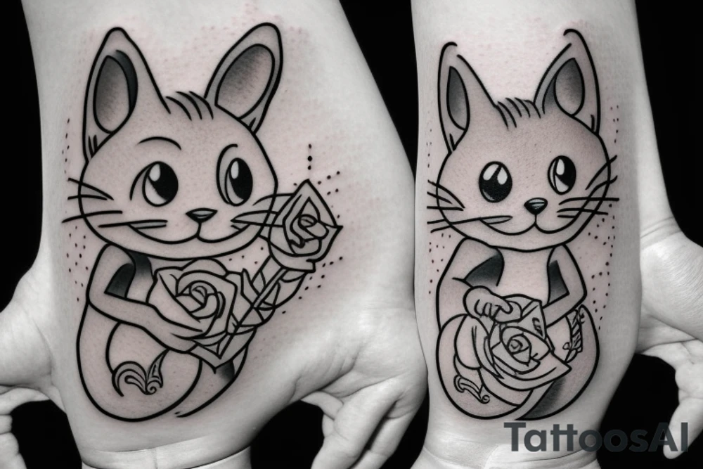 beautiful realistic tom and jerry tattoo idea